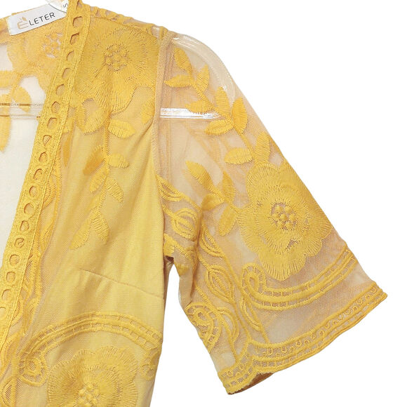 Eleter Yellow Lace Maxi Romper Dress Bohemian Boho Romantic Party Summer Size S - Picture 4 of 16